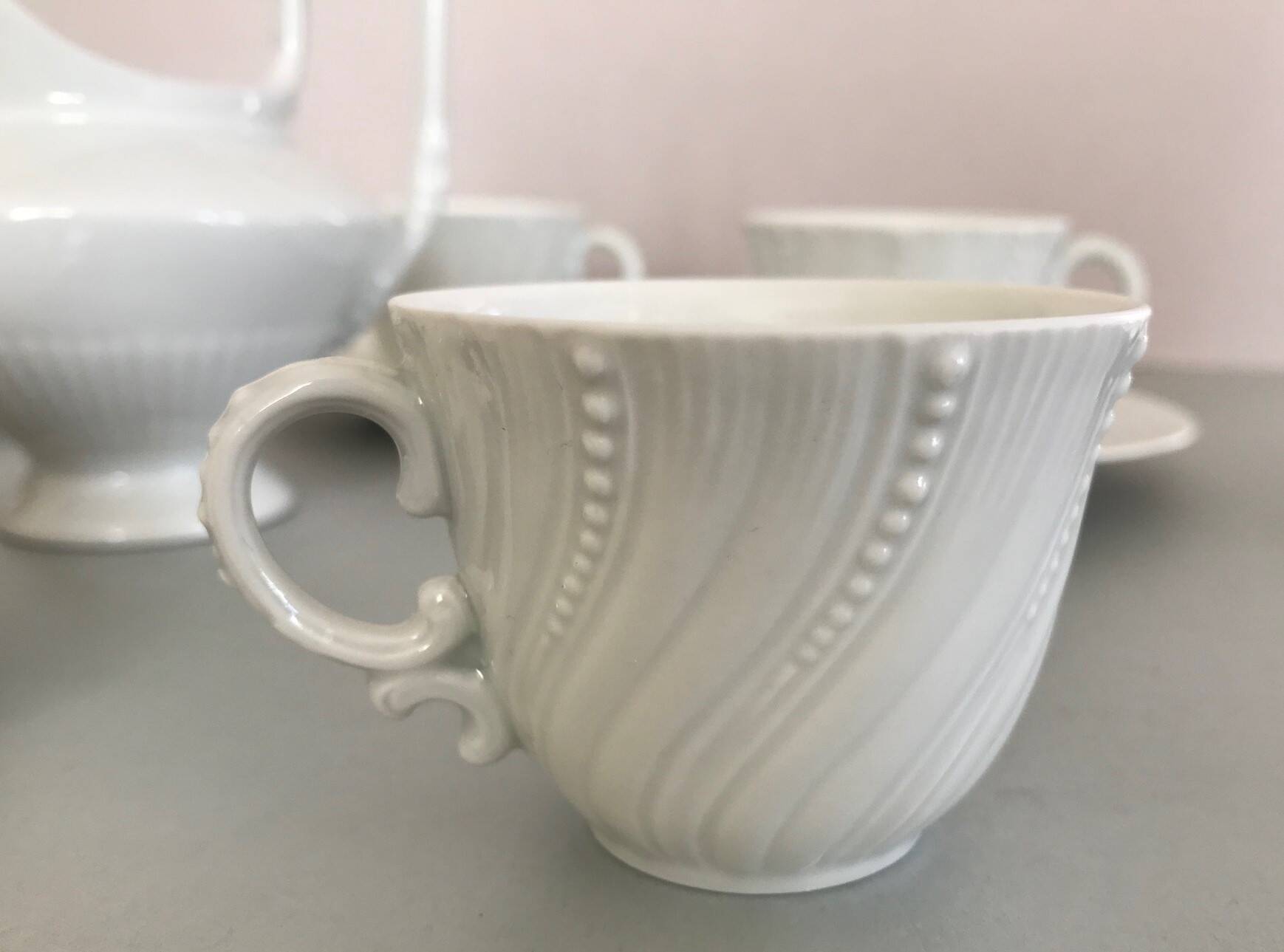 Fine white porcelain coffee service