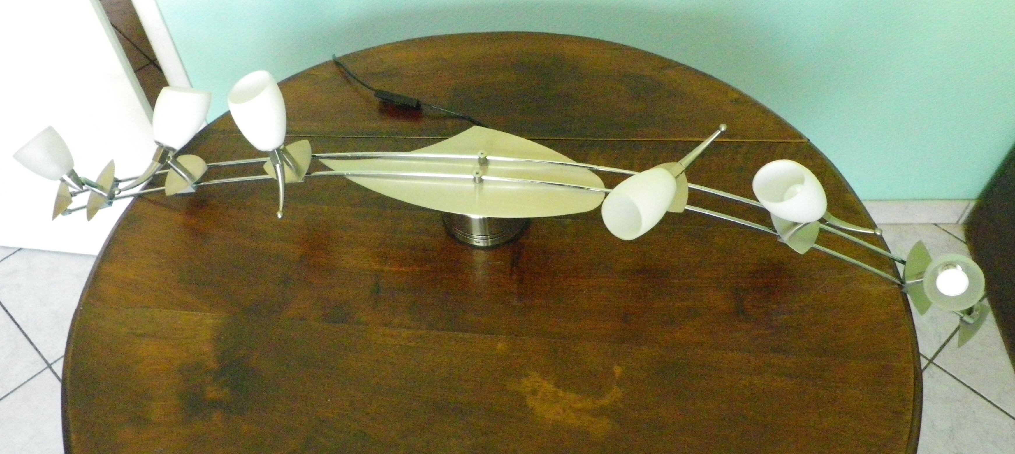 "Paulmann" 1m40 design hanging 6 lights anodized aluminium - 70s