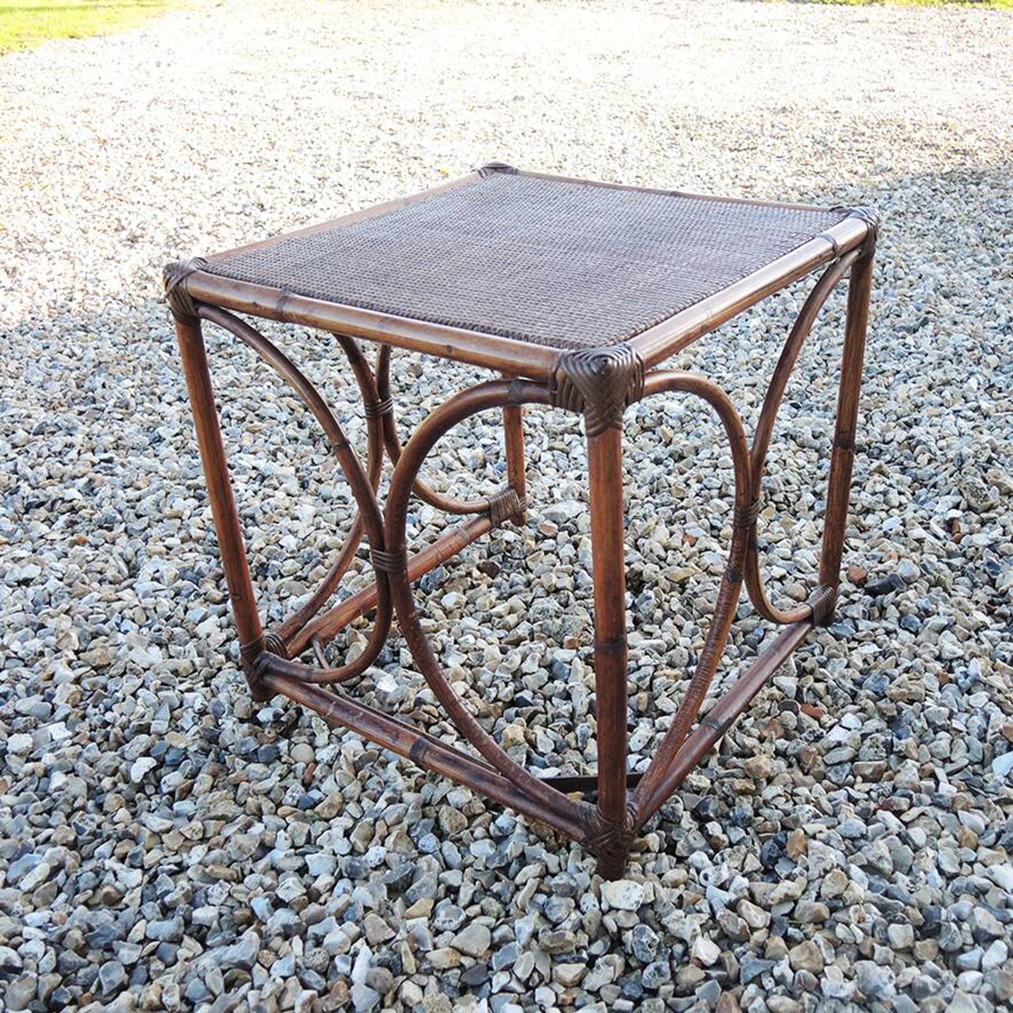 Vintage rattan and wicker side table