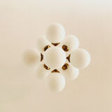 Brass and opaline glass Sputnik chandelier