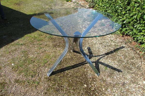 Chrome and glass table