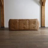 Canapé Sloop Ligne Roset par Michel Ducaroy en cuir cognac, années 1970