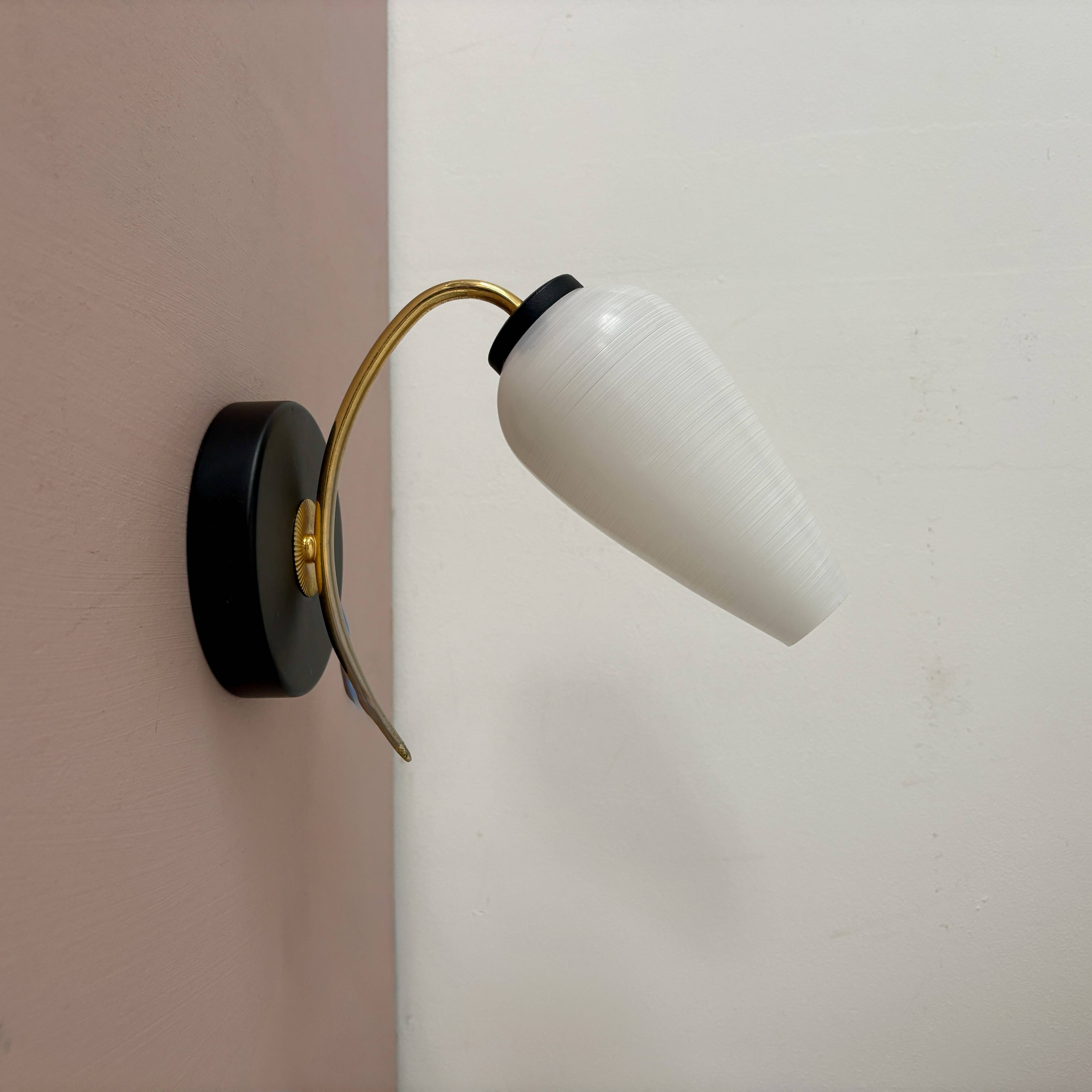 Vintage globe wall lamp in white opaline