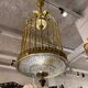 Lustre cage en cristal et bronze vers 1900