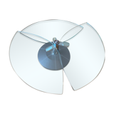 3-plate coffee table swivel steel and leather glass