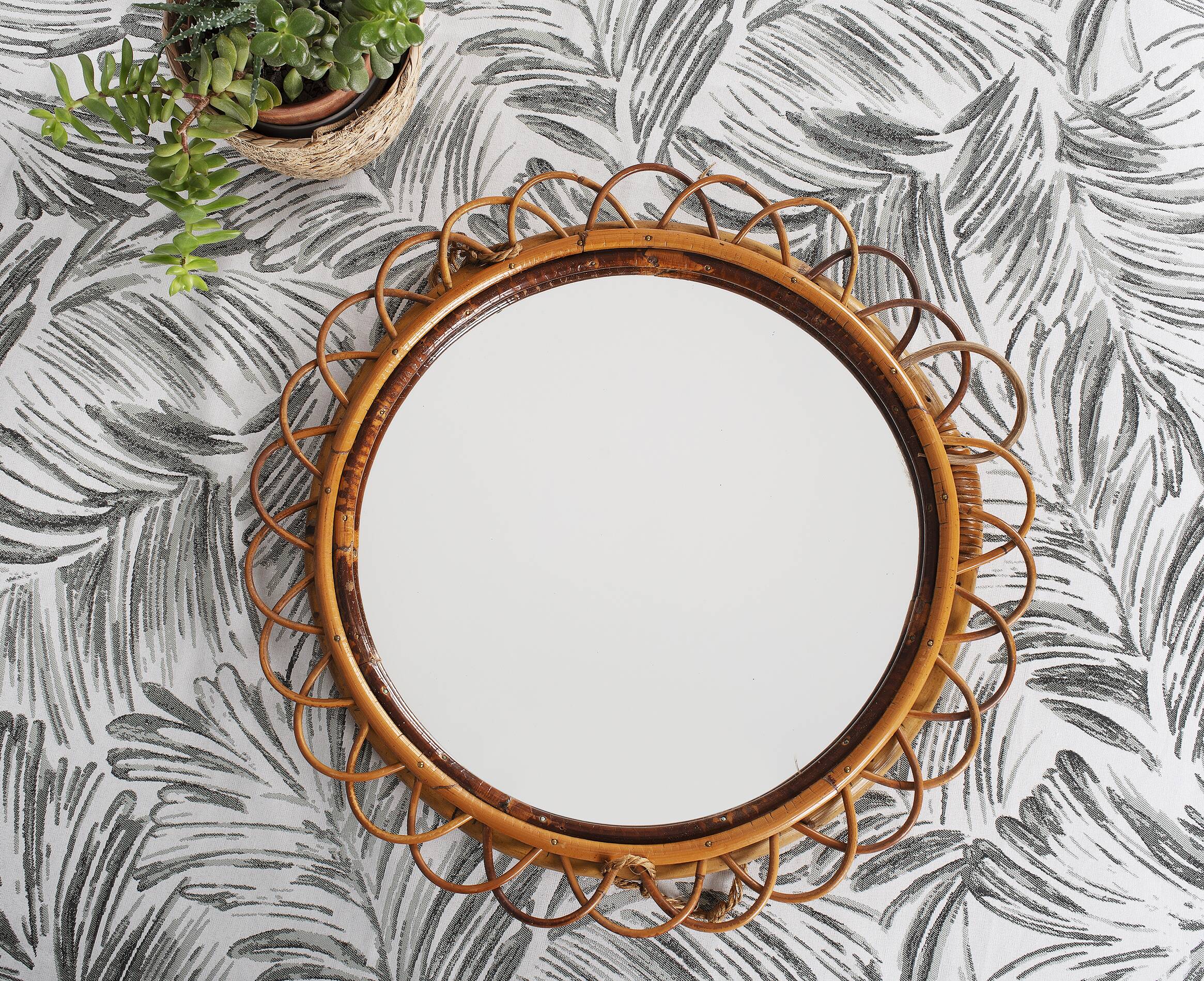 Rattan sun mirror