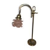 Lampe en laiton de chevet art nouveau abat-jour verre