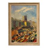 Painting Paris Flea Market, June 1962 - oil on panel