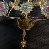 Important Pair of Church or Chapel Wall Lights in Gilded Brass and Glass, Late 19th Century, H 70 Cm