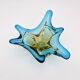 Murano Sommerso Blue Amber Sculpture Bowl 23cm