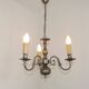 Italian Vintage Silver Brushed Metal 3 Light Flemish Style Chandelier