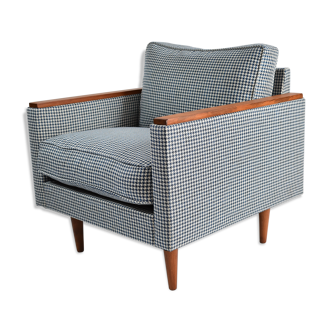 Original vintage armchair model ZWP-8 Cube, fully restored, pied de poule fabric, 1970s