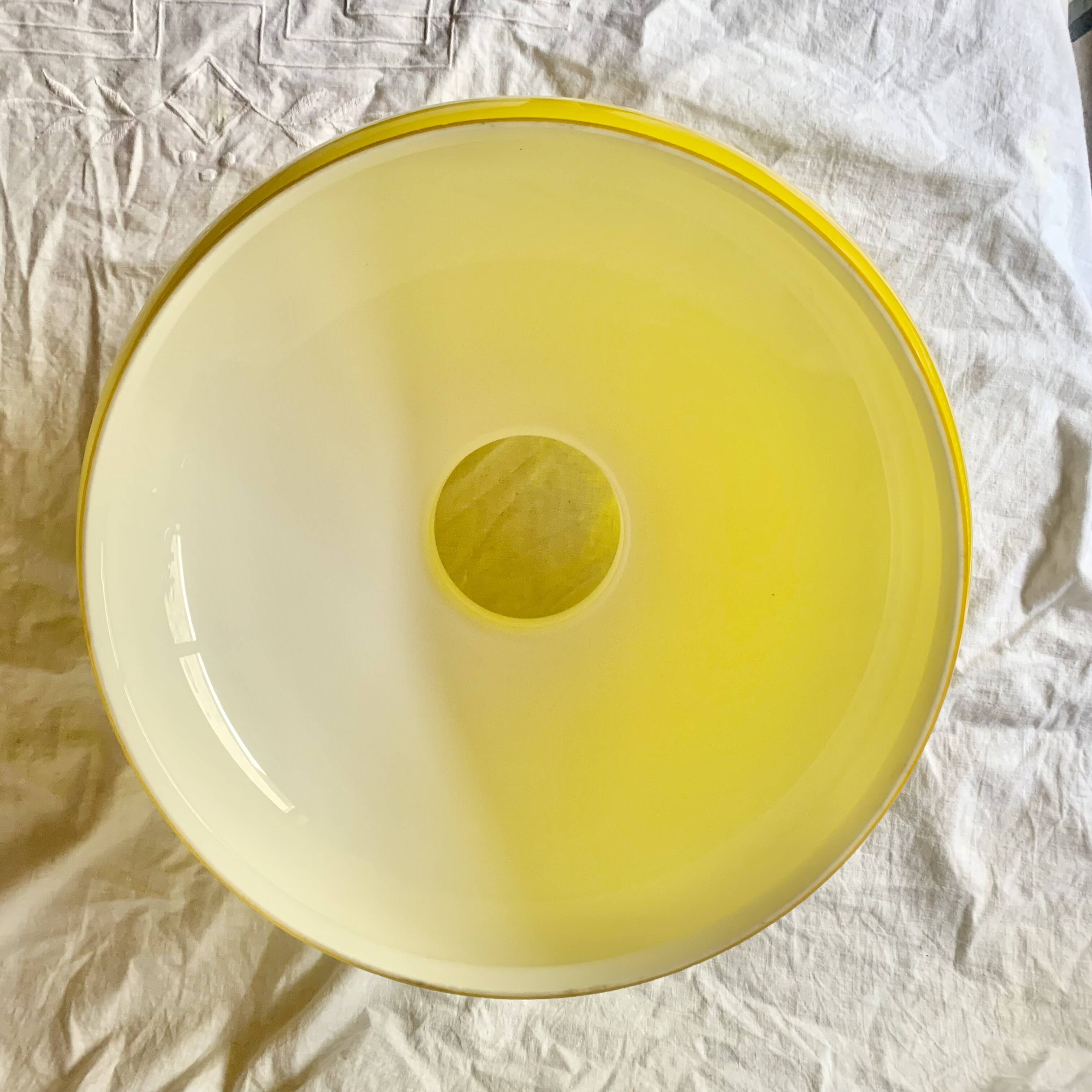 Large vintage yellow opaline pendant lampshade