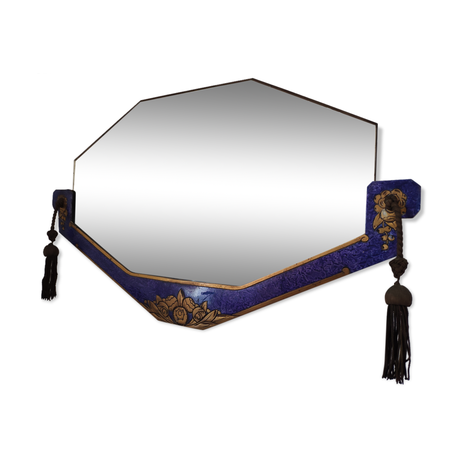 Blue art deco mirror 20/30 years - 70x40cm