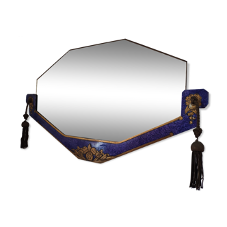 Blue art deco mirror 20/30 years - 70x40cm