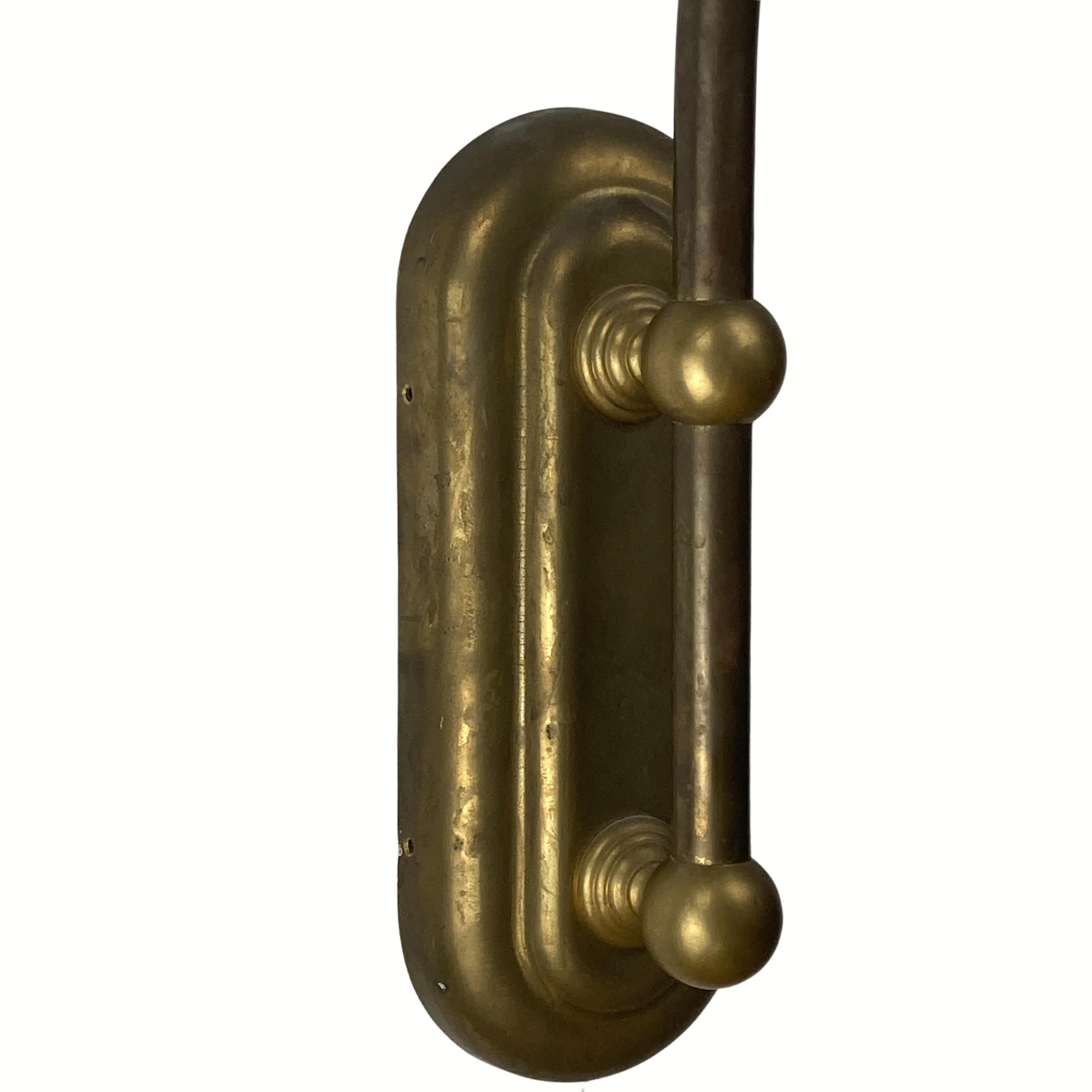 Art deco holophane cut glass and brass wall lamps, 1970