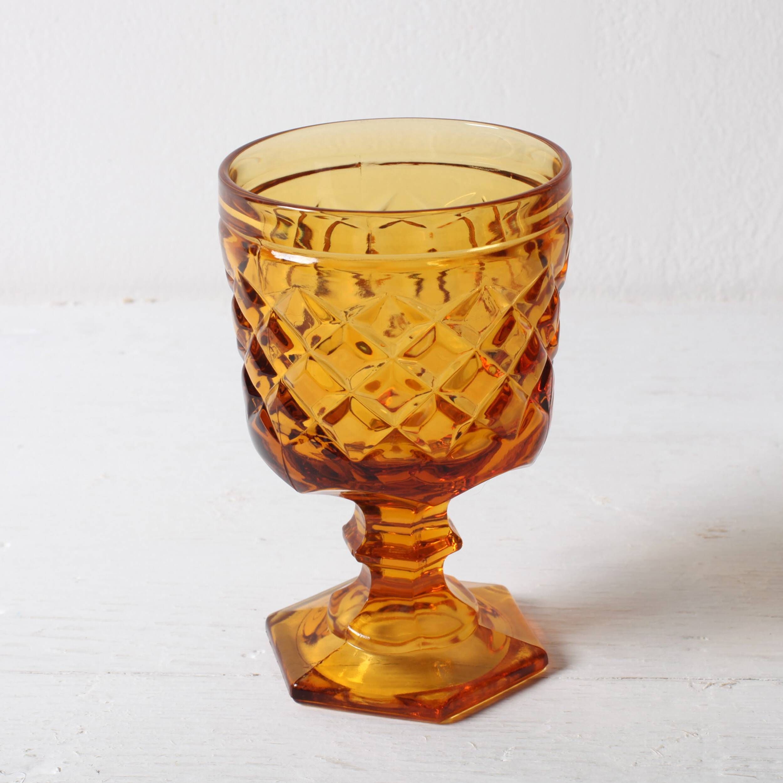 Vintage Amber Goblet Set: Italian Bormioli Stem Glasses, 1970s