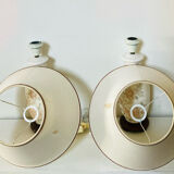 Asian lamps in earthenware from the 1970s/80s with handmade floral decoration.