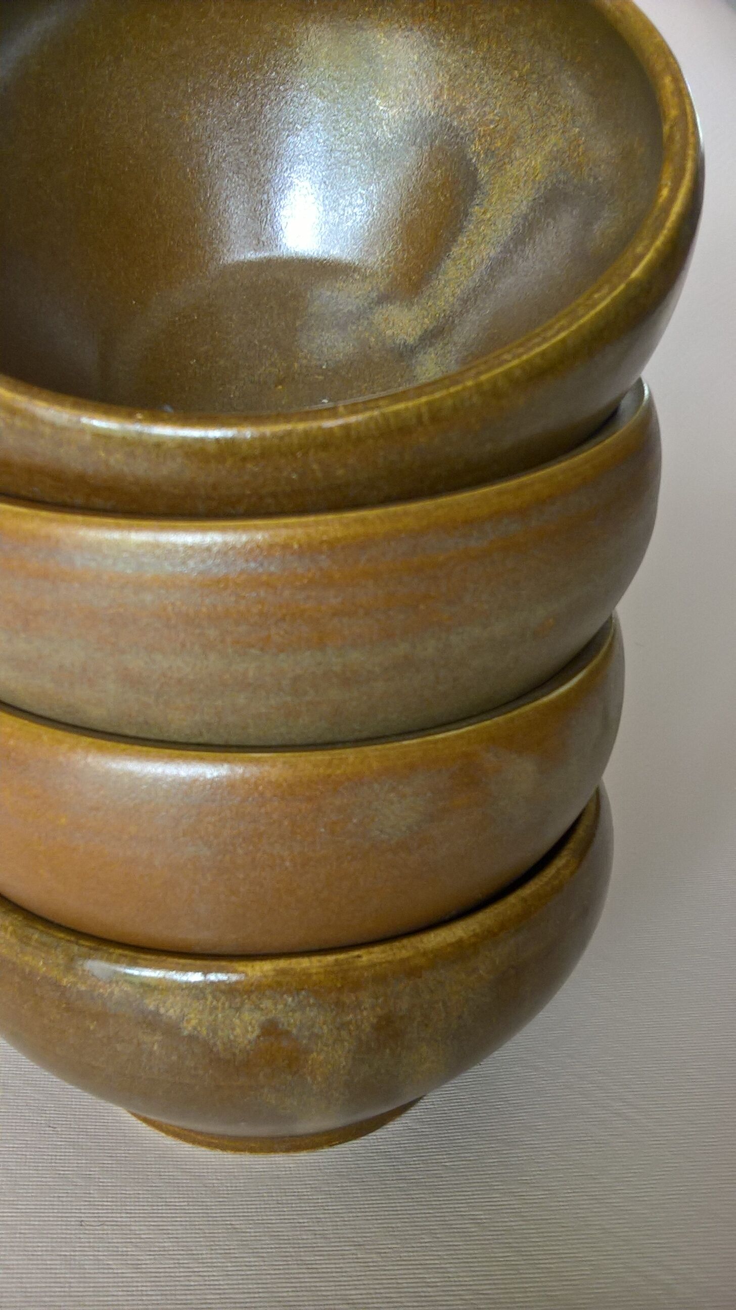 Four Digoin golden sandstone bowls