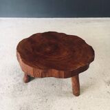 Handcrafted Teak Tree Trunk Tripod Coffee Table, 1960s