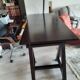 Beautiful solid wood desk, adjustable height, on trestles