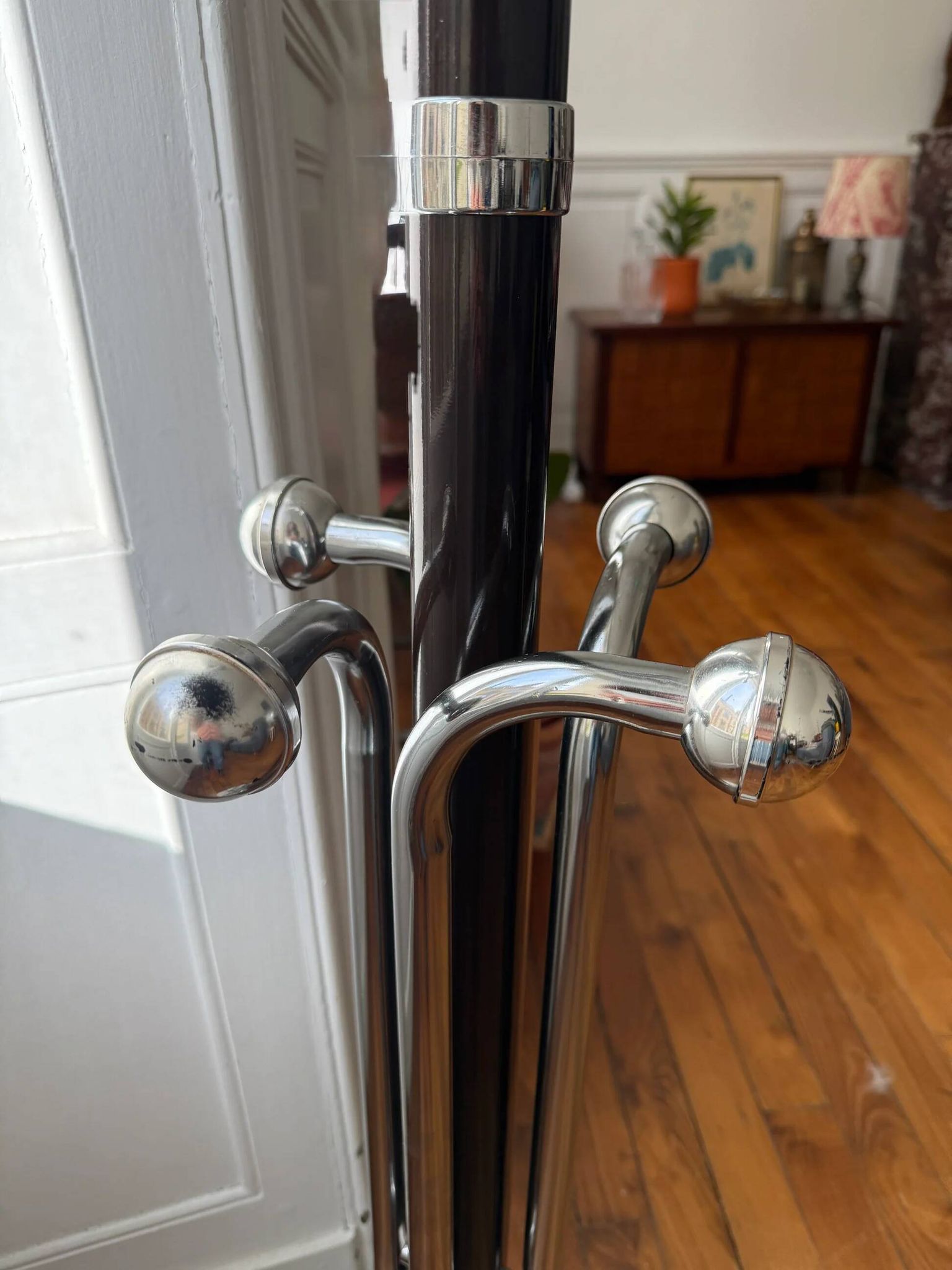 Metal coat rack with 12 hooks - 1970s