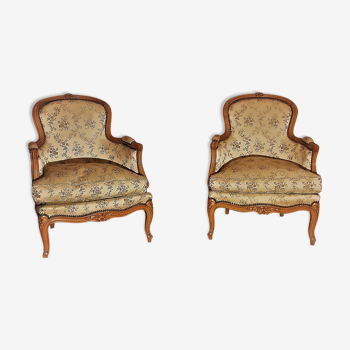 Paire de fauteuils bergère style Louis XV