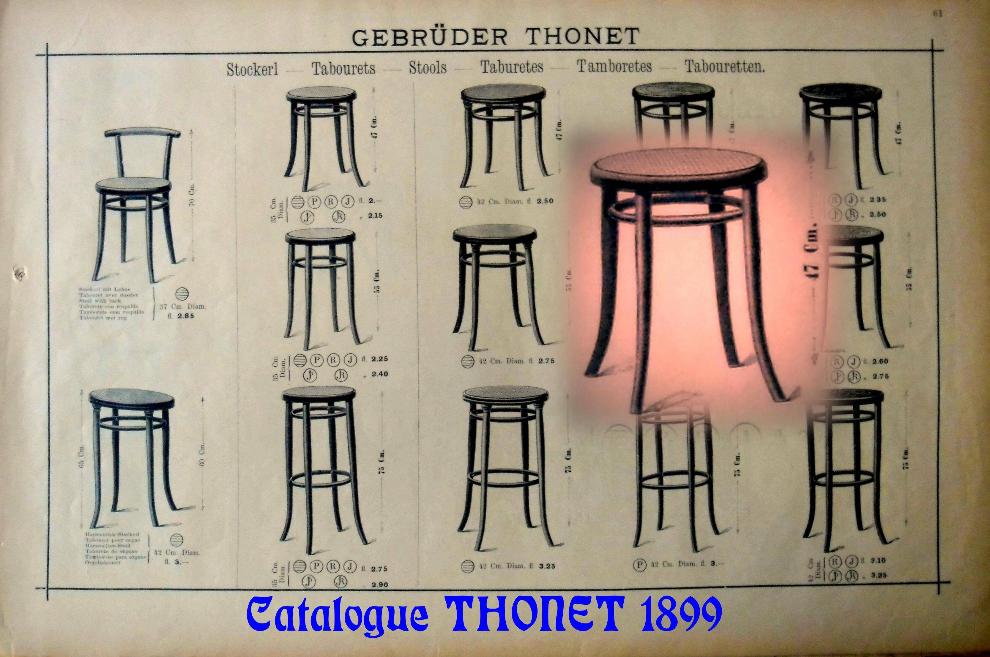 Thonet 1890 stool, new canework