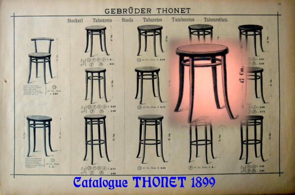 Tabouret Thonet 1890 cannage neuf