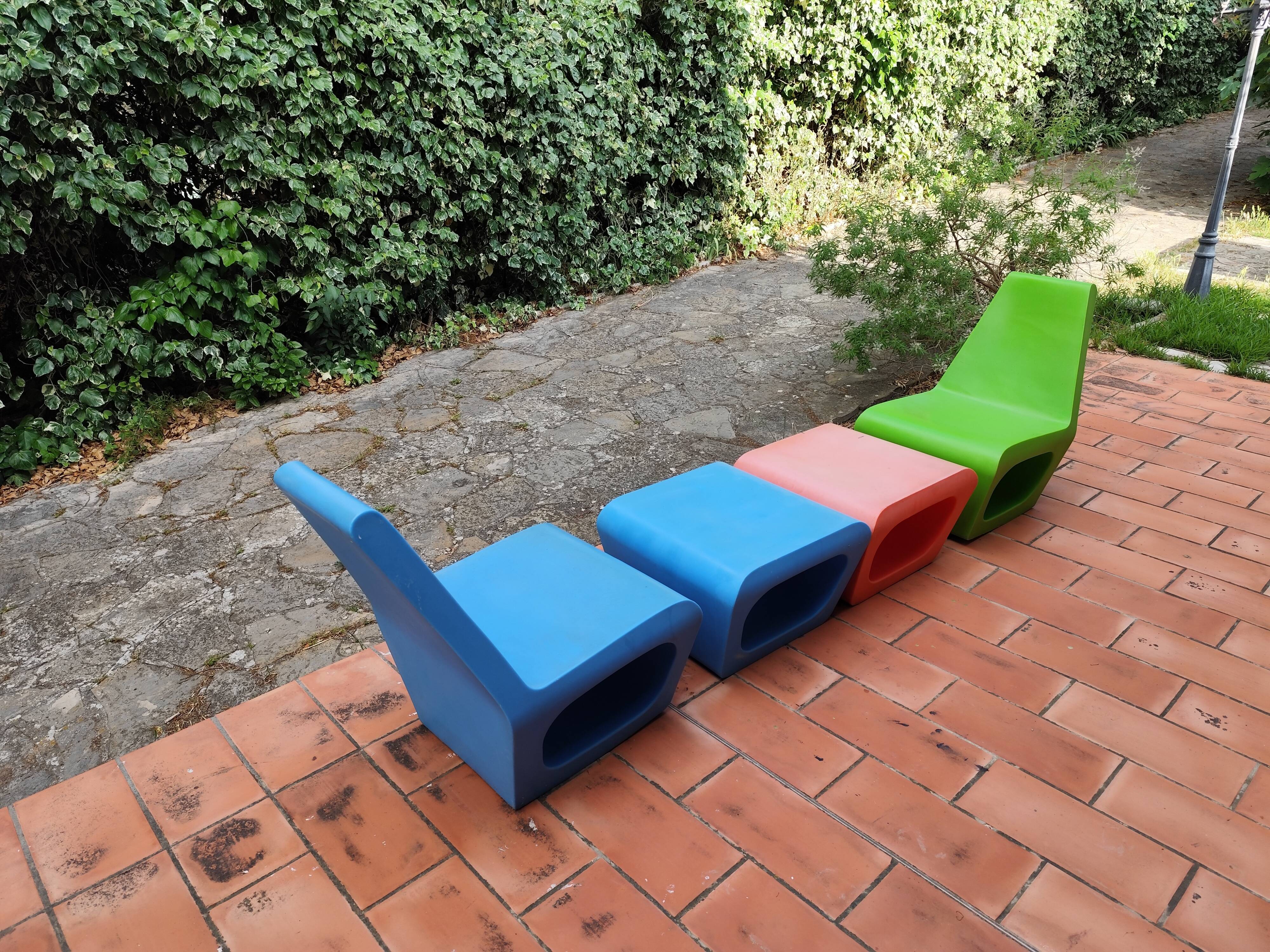 2 armchairs and 2 ottomans by Wiel Arets for Quinze & Milan vintage