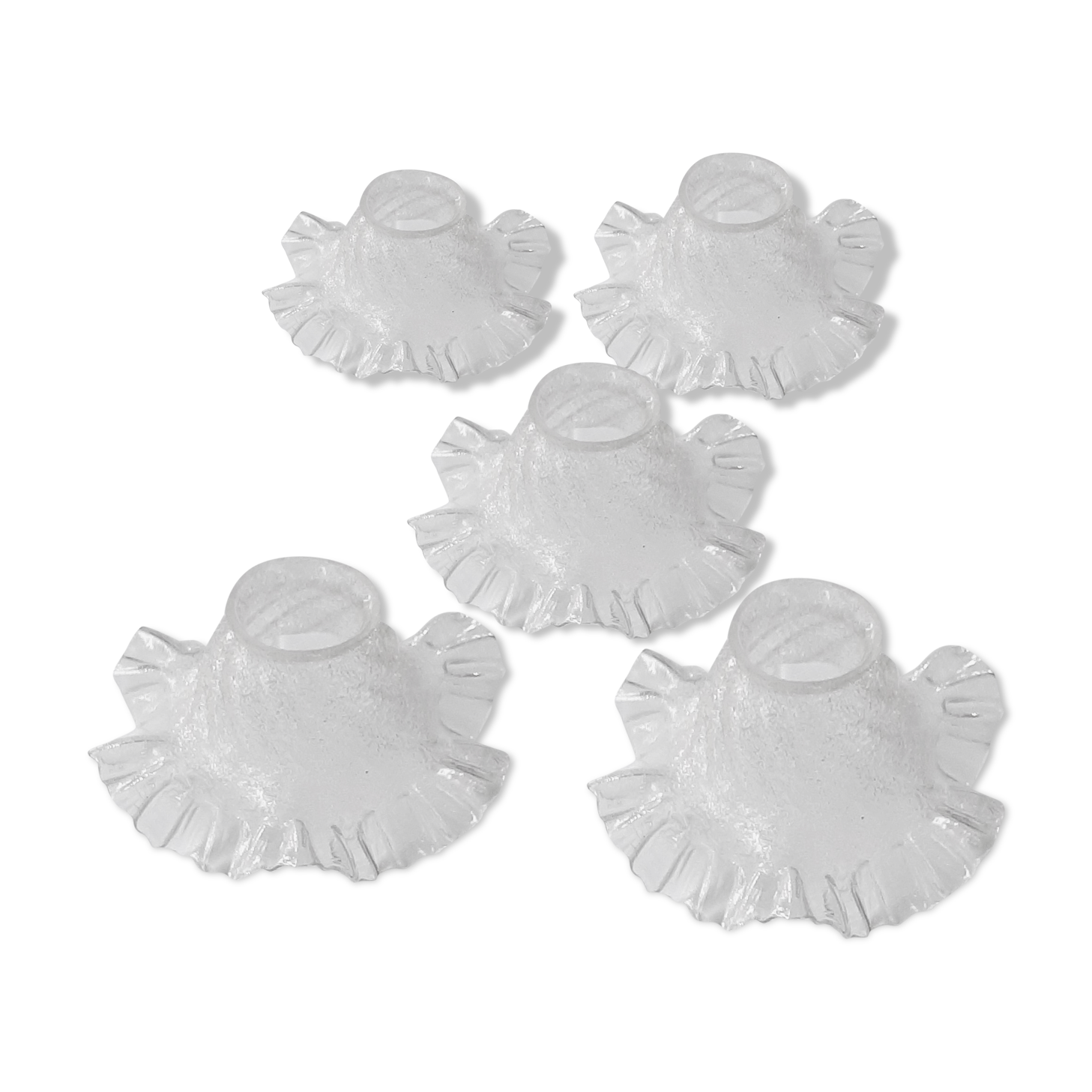 Lot of 5 old days offal in blown and cracked glass