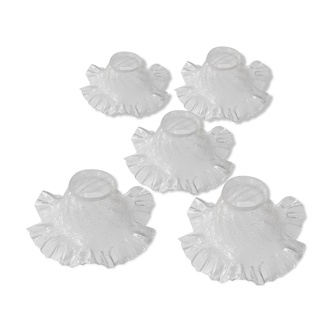Lot of 5 old days offal in blown and cracked glass