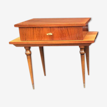 60s-old bedside table in varnished wood
