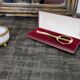 Antique ashtray in white opaline and brass, neoclassical style.