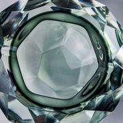 Ashtray Sommerso grey by seguso, faceted glass, murano, italy, 1970