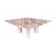Italian modernist red travertine and metal square coffee table 1970s