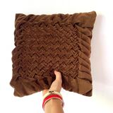 Coussin vintage en velours plissé