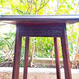 High art nouveau pedestal table brown wood varnished marble france 20's retro vintage decoration