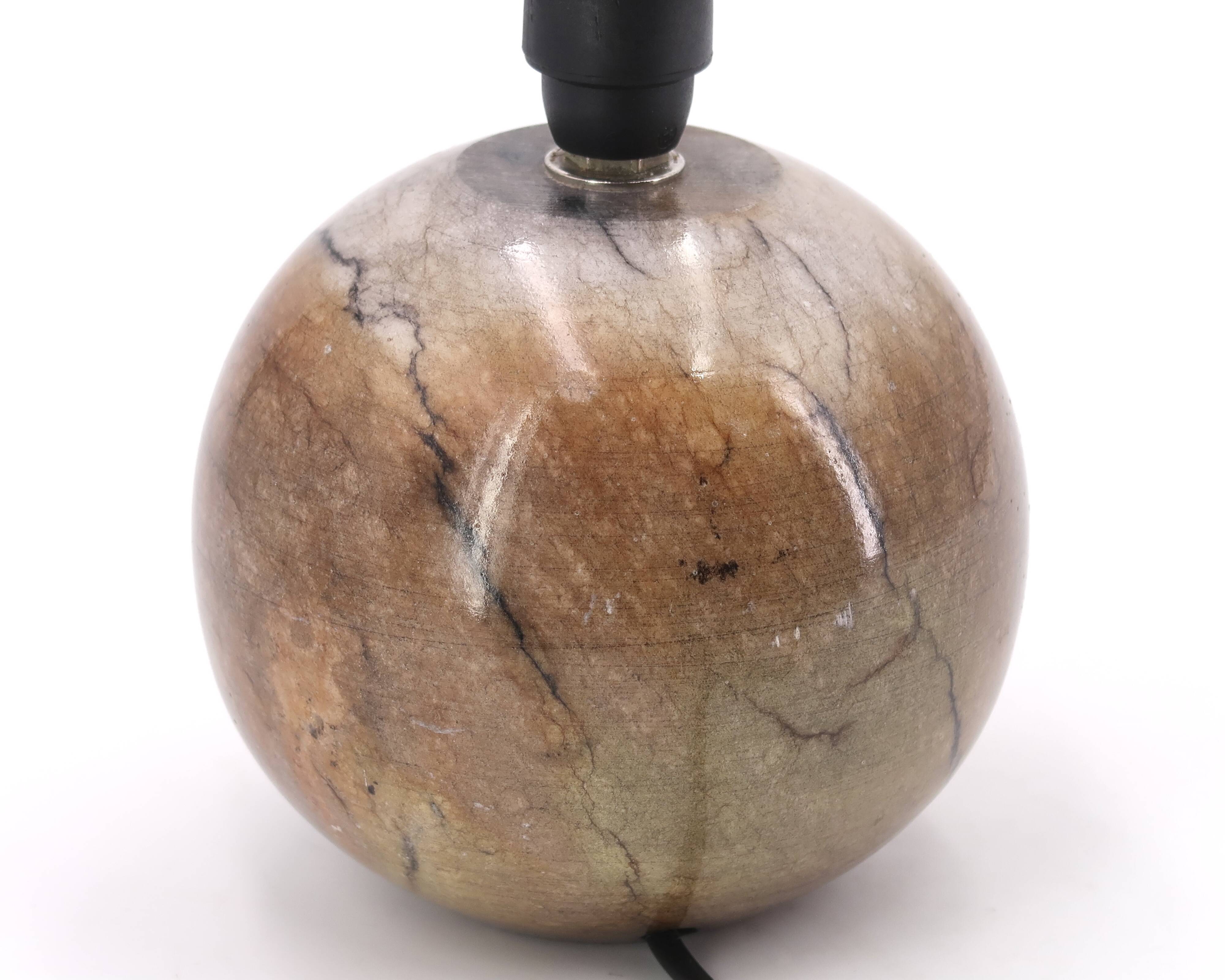 Marble ball lamp, beige lampshade, 1960s