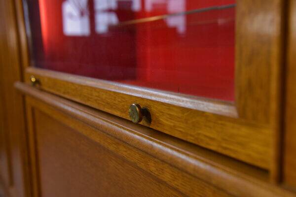Modular furniture set by Pierre Cruege for Martin Dupuis in light oak, 1960