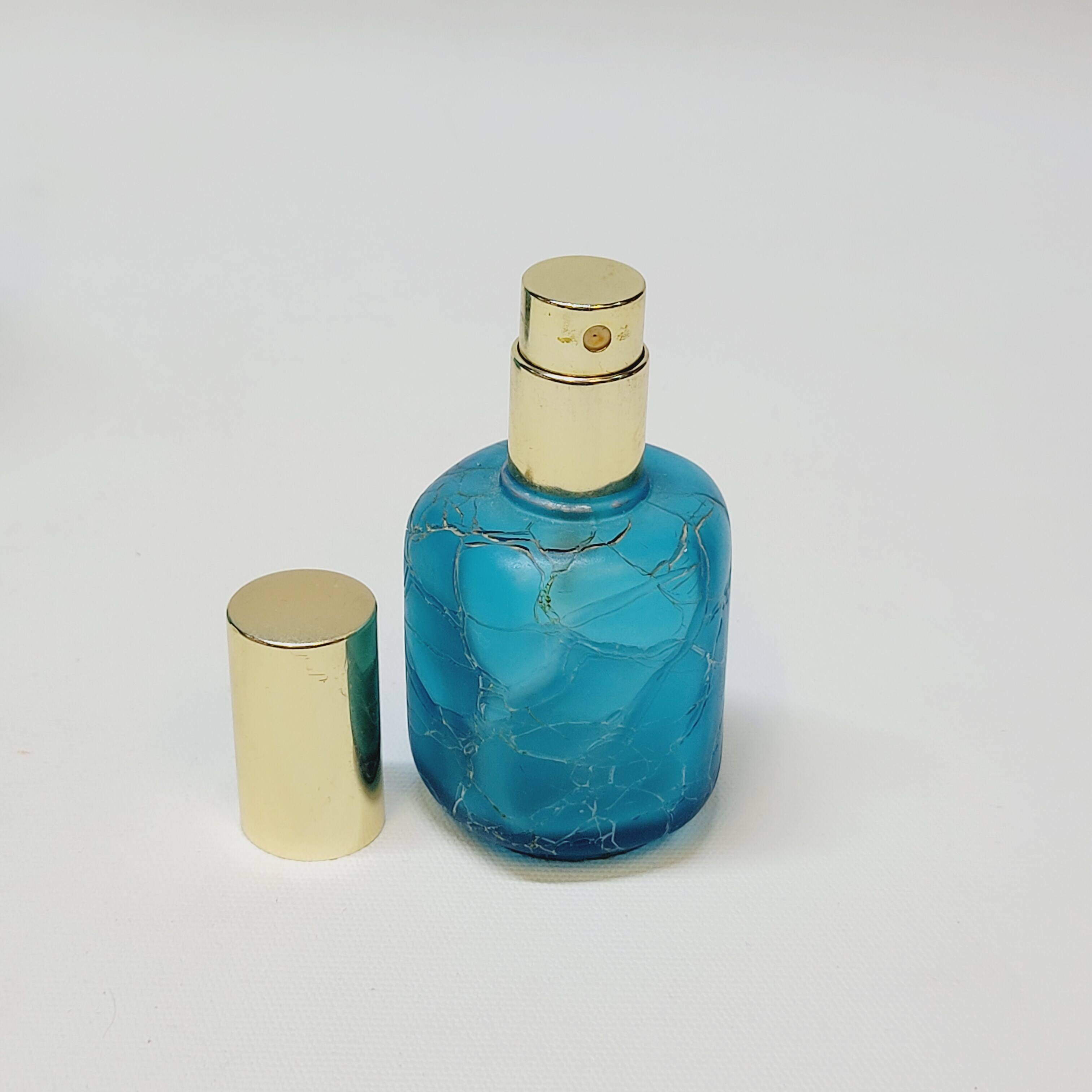 Franck Ma Toilet Box and Spray Bottle in Turquoise Blue Cracked Glass