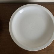 Set of 7 modernist flat plates Lunéville 1930 white earthenware