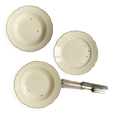 Lot de 3 plats de service plat Villeroy et Boch faïence ancienne couleur beige et dorure ACC-7260
