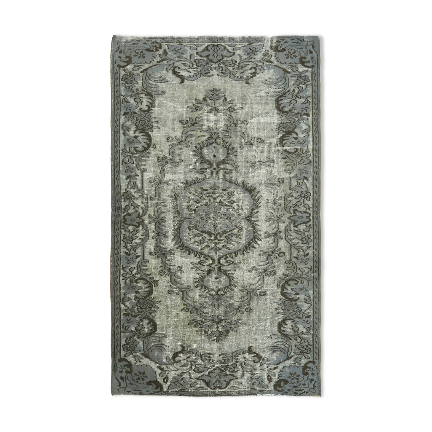 Hand-knotted antique oriental 1970s 147 cm x 241 cm grey carpet