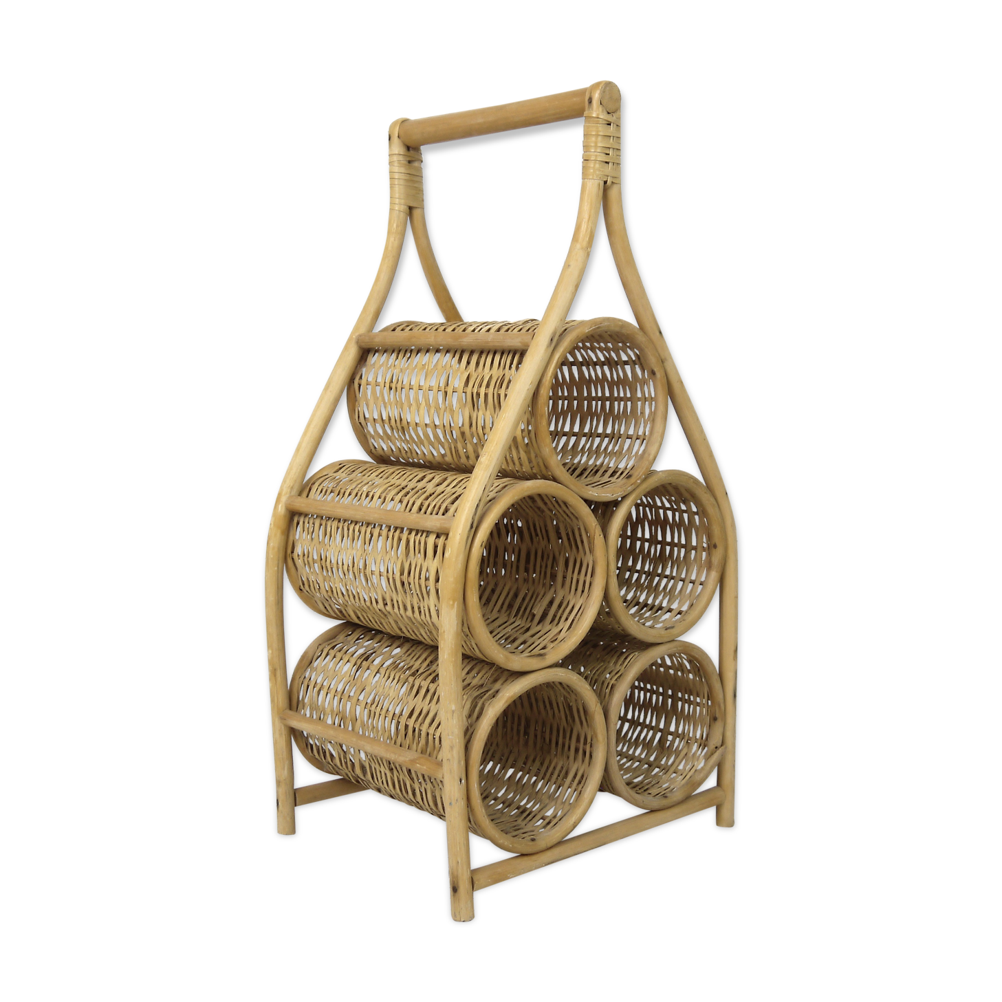 Bottle rack in wicker and rattan
