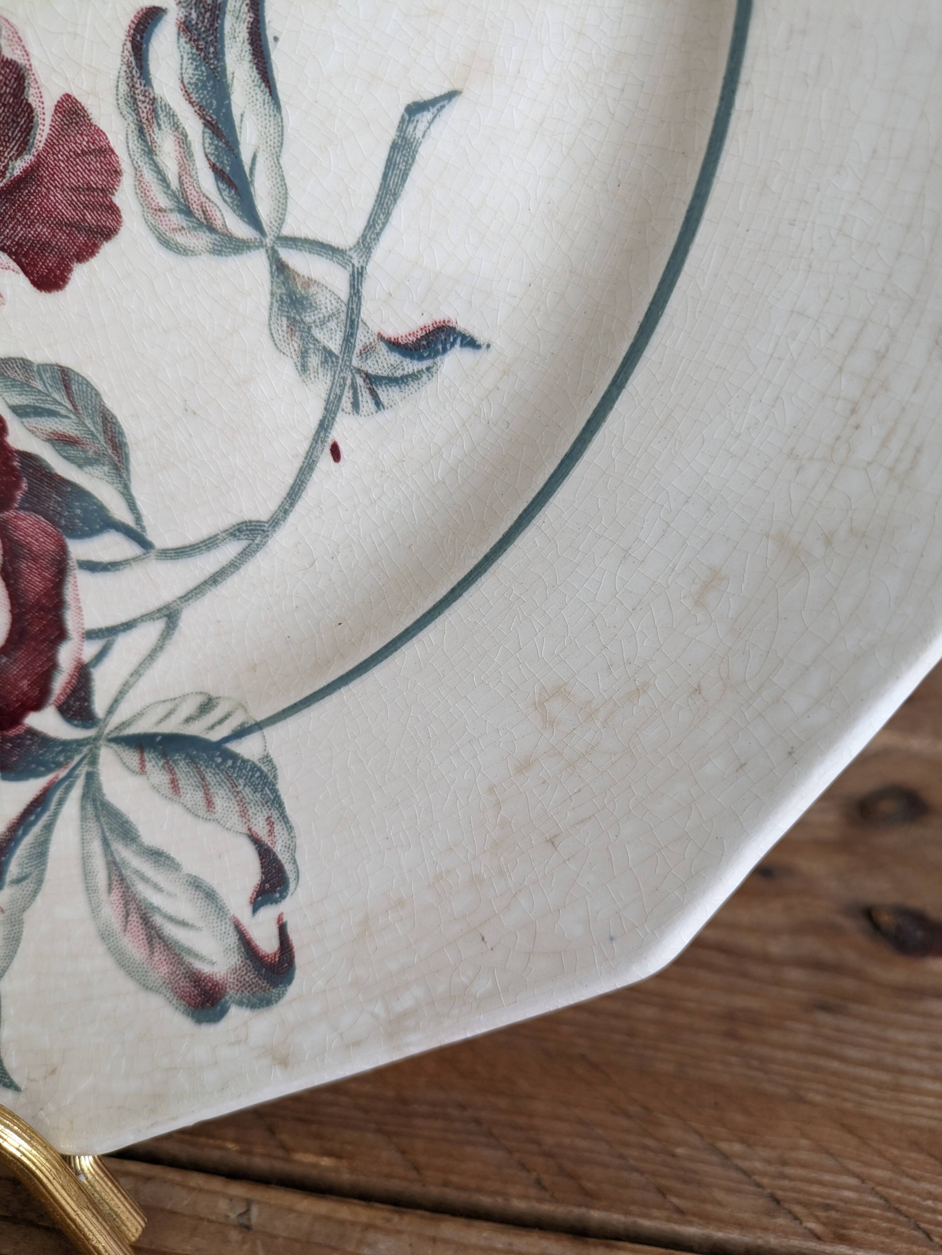Plate with handles, Saint Amand ceramic serving dish, Simone model