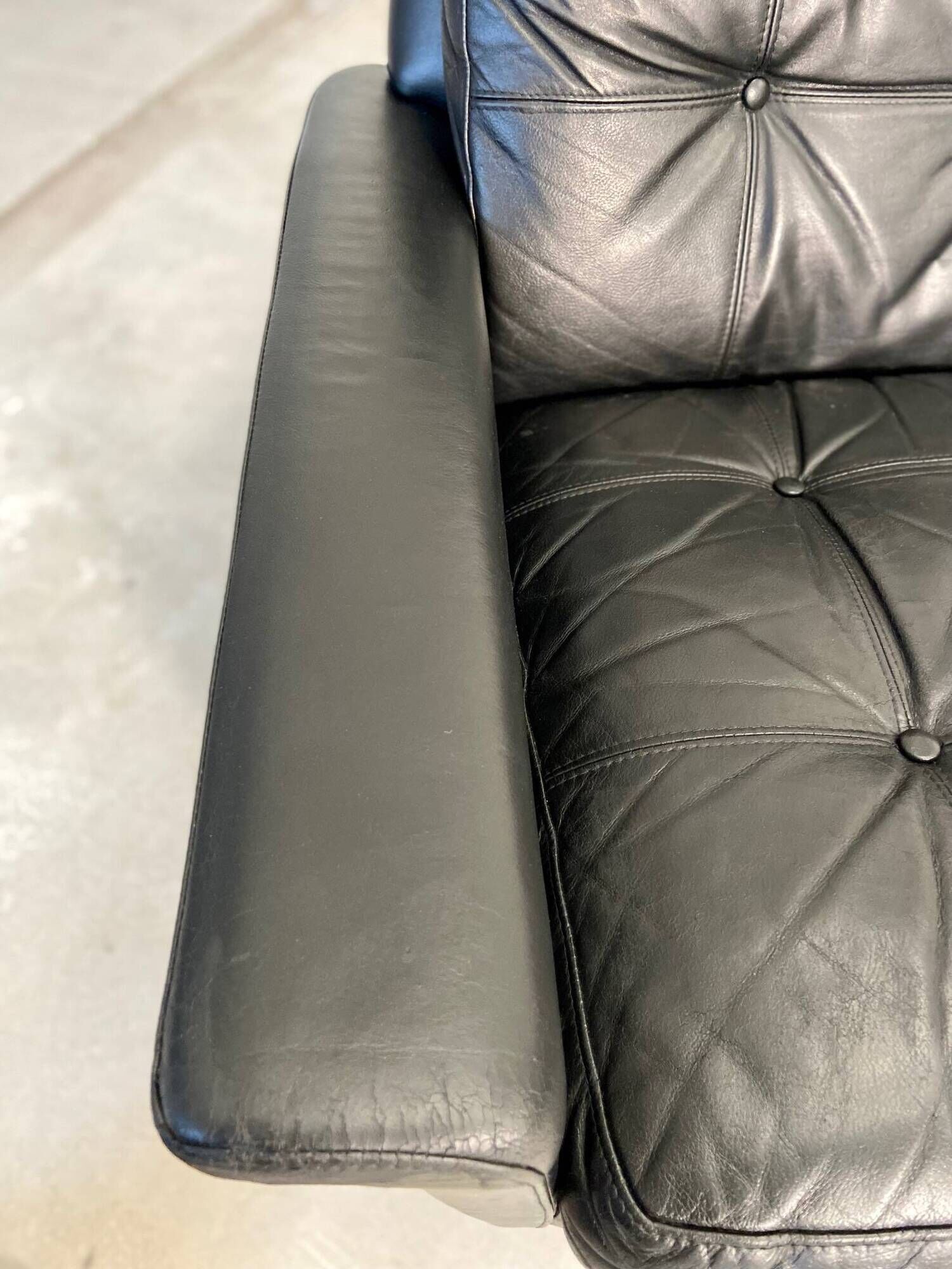Vintage danish retro nili stoppmøbler 3 person sofa in black leather 1960s