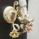 Set von 2 Shabby Chic Wandlampen Tole Schmiedeeisen Porzellan Rosen Blumen