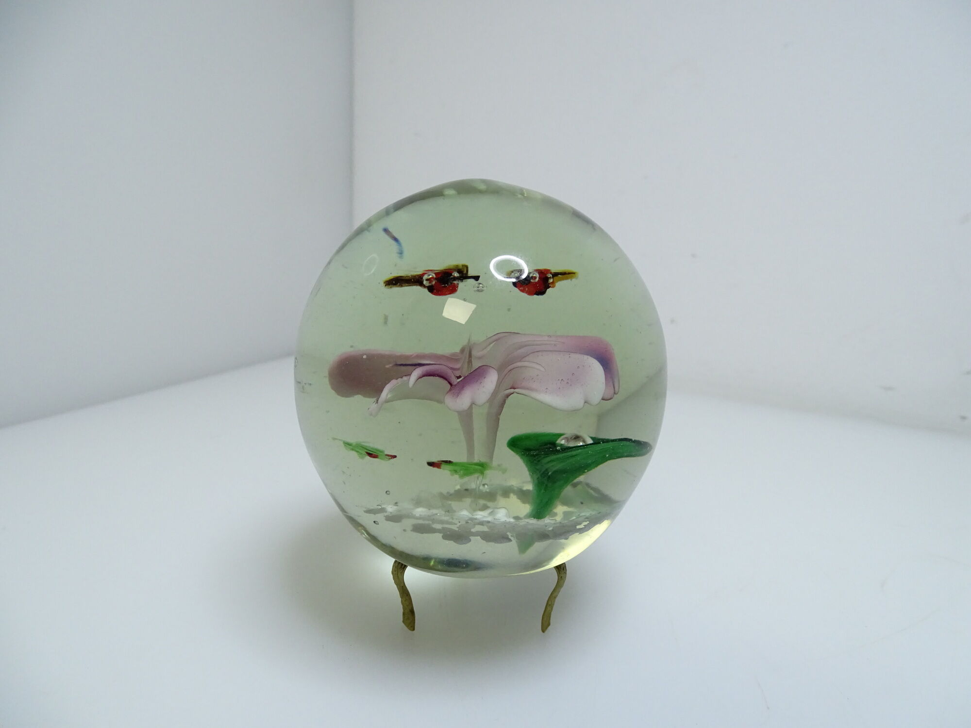 Paper press ball parchment flower, frogs and vintage insects