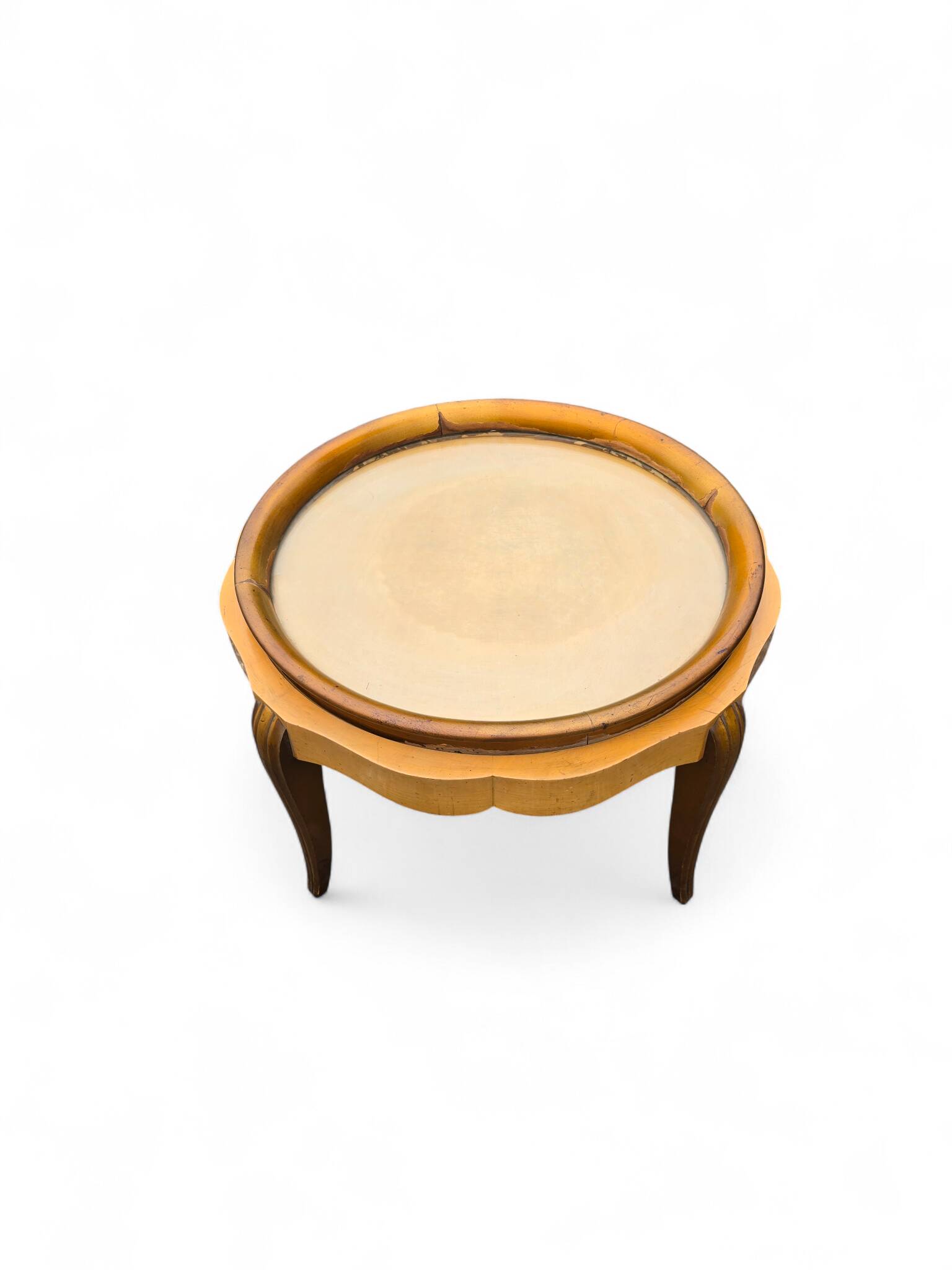 Louis XV round coffee table with removable glass top